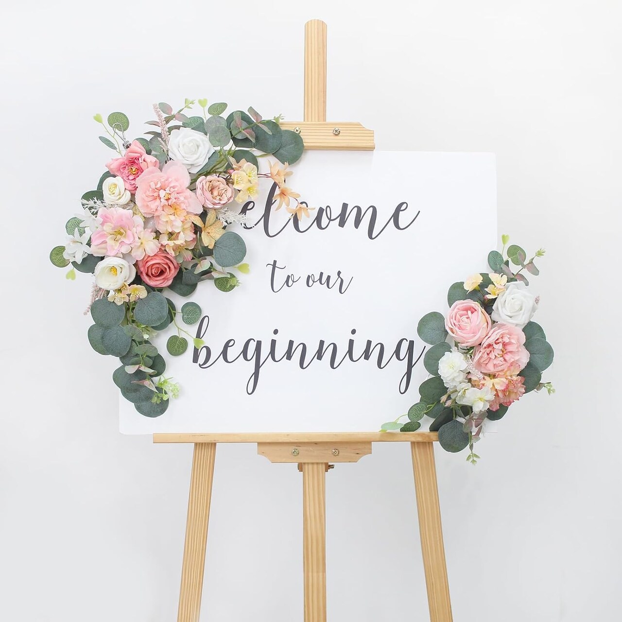 2pcs Wedding Arch Flowers,Wedding Artificial Sign Flower,Welcome Easel Door Decor